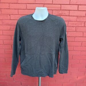Lululemon Mens Gray Textured Crew Neck Long Sleeve Pocket Sweatshirt Medium Golf